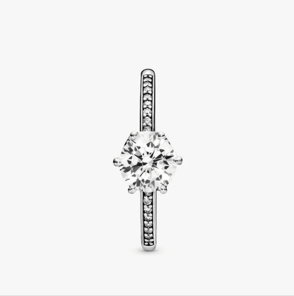 Pandora Clear Sparkling Crown Solitaire Ring, Sterling Silver - Picture 2 of 10